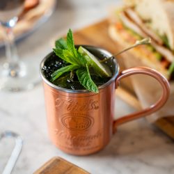 Tito's mule with mint and cucumber